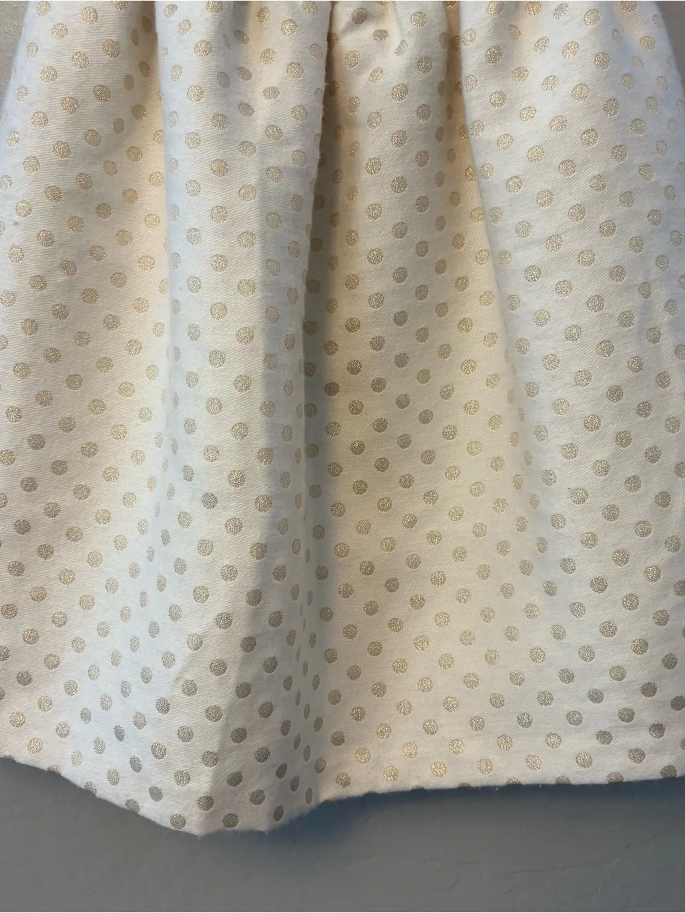 Janie and Jack ivory and gold shimmer polka dot ruffled holiday dress size 8